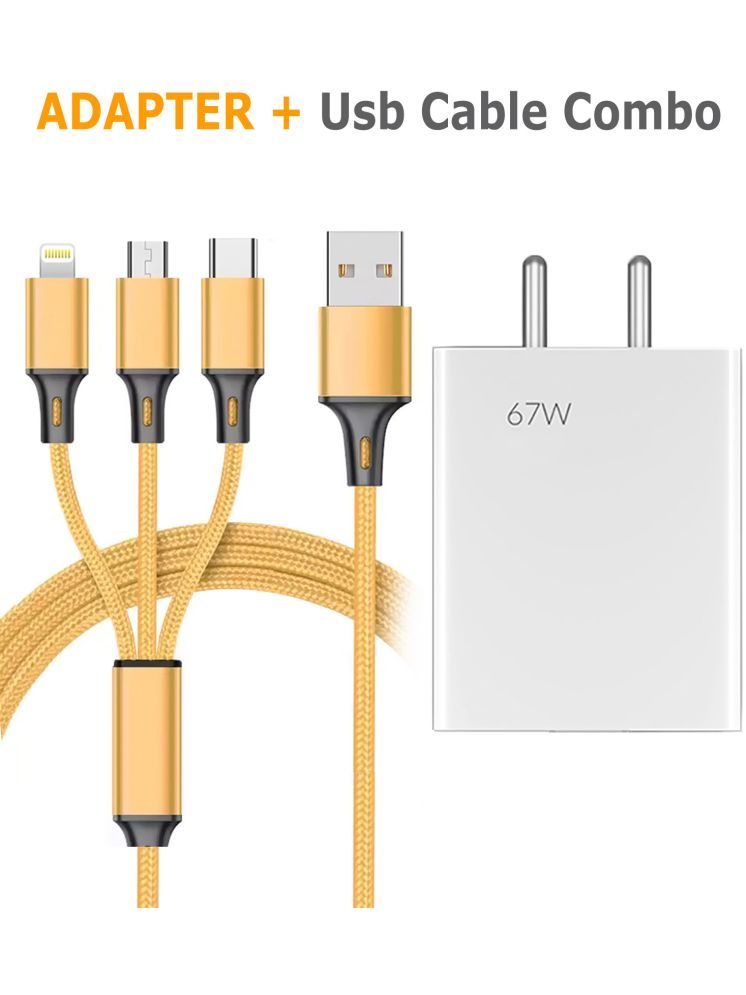     			Vertical9 67Watt Fast Charger with 3-in-1 3AMP Charging cable Combo 1