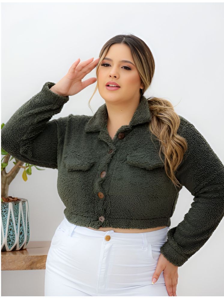     			curvy comfort - Faux Fur Green Short Coats