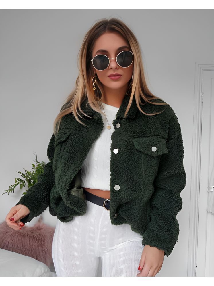     			curvy comfort - Faux Fur Green Short Coats