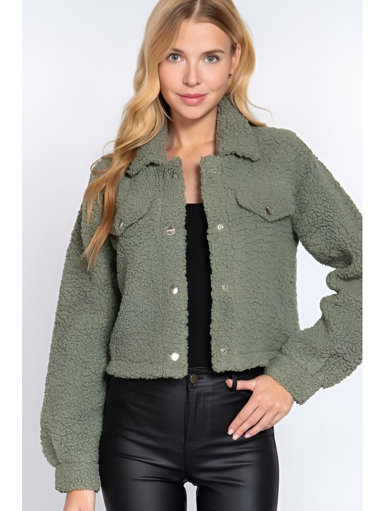     			curvy comfort - Faux Fur Green Short Coats