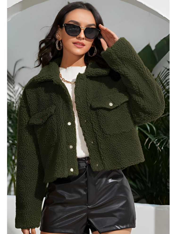     			curvy comfort - Faux Fur Green Short Coats