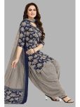 shree jeenmata collection Unstitched Cotton Printed Dress Material - Blue ( Pack of 1 )