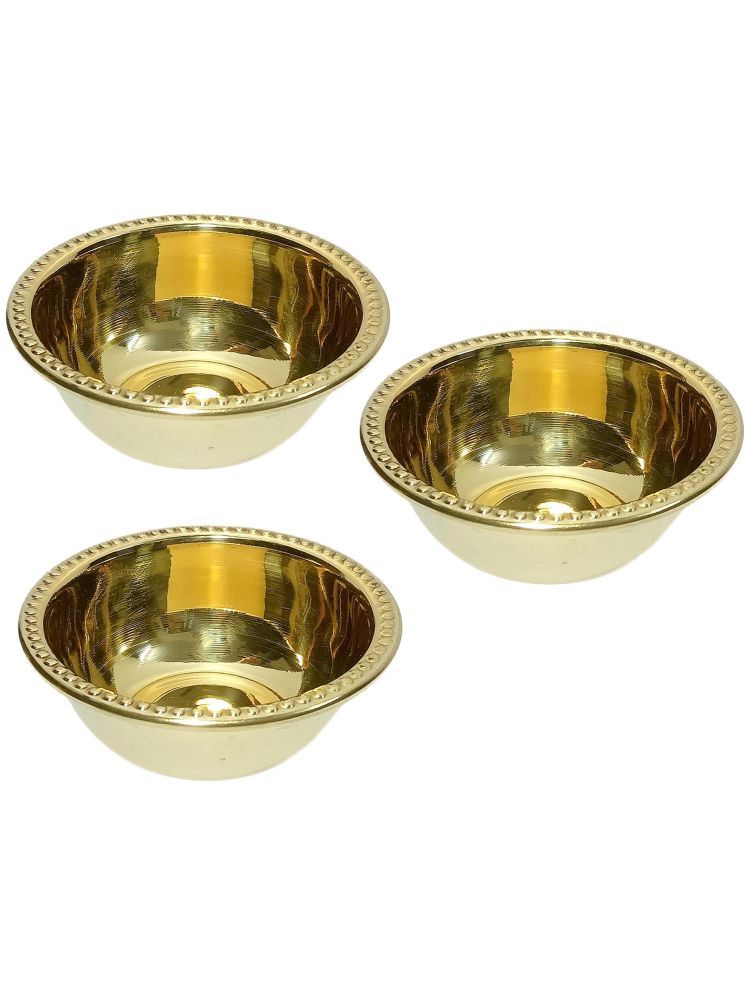     			A & H ENTERPRISES Hand Made Medium Plain Katori Brass Plain Cereal Bowl 9 cm ( Set of 3 ) Brass