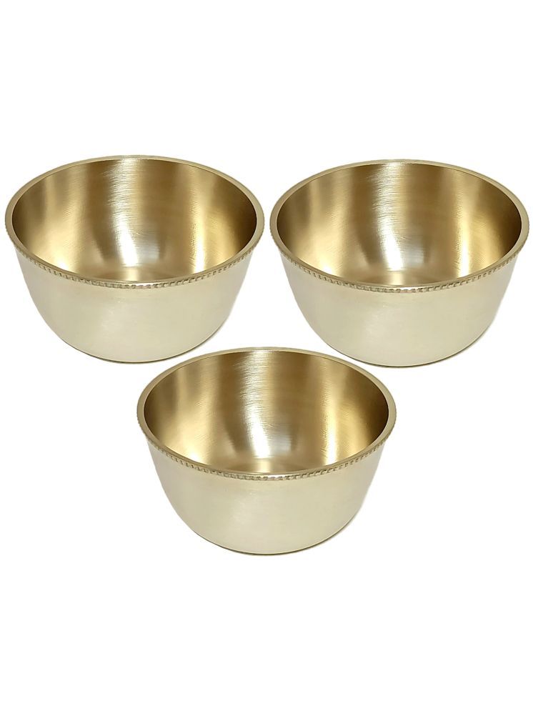     			A & H ENTERPRISES Hand Made MATTE Sabzi Bowl Brass Plain Cereal Bowl 9 cm ( Set of 3 ) Brass