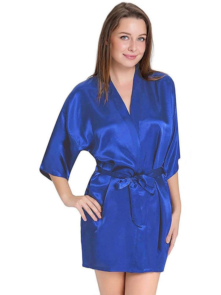     			Celosia Blue Satin Women's Nightwear Robes ( Pack of 1 )