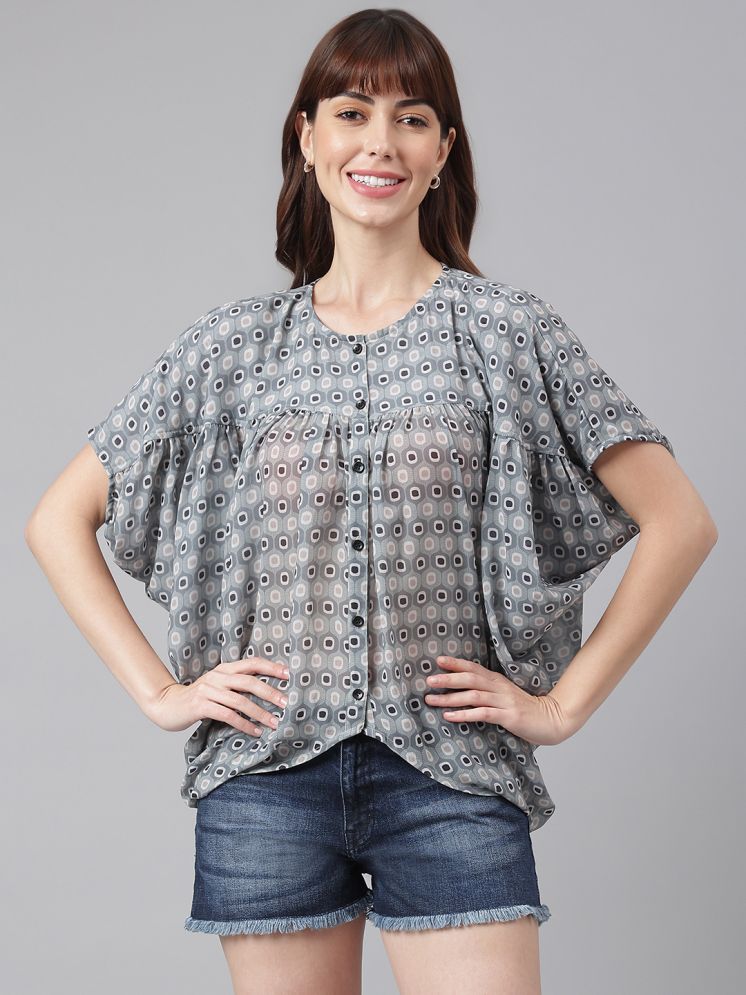     			Flamboyant Grey Cotton Blend Women's Regular Top ( Pack of 1 )