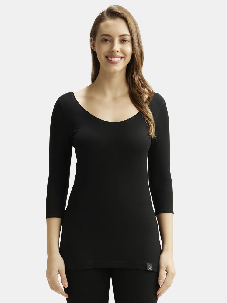     			Jockey 2511 Women Soft Touch Microfiber Elastane Stretch Three Quarter Sleeve Thermal Top - Black