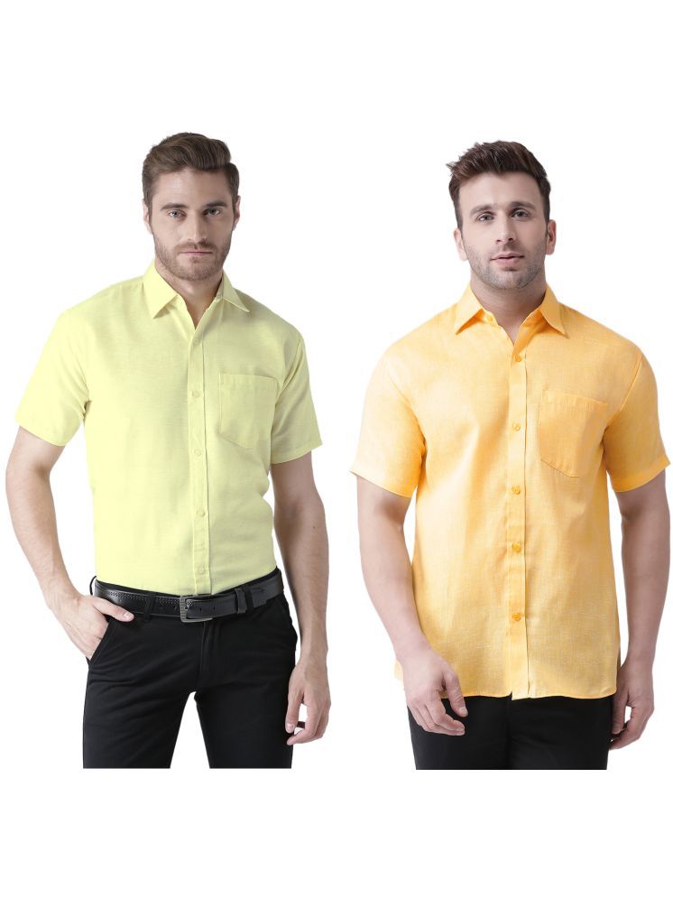     			KLOSET By RIAG Cotton Blend Regular Fit Solids Half Sleeves Men's Casual Shirt - Mustard ( Pack of 2 )