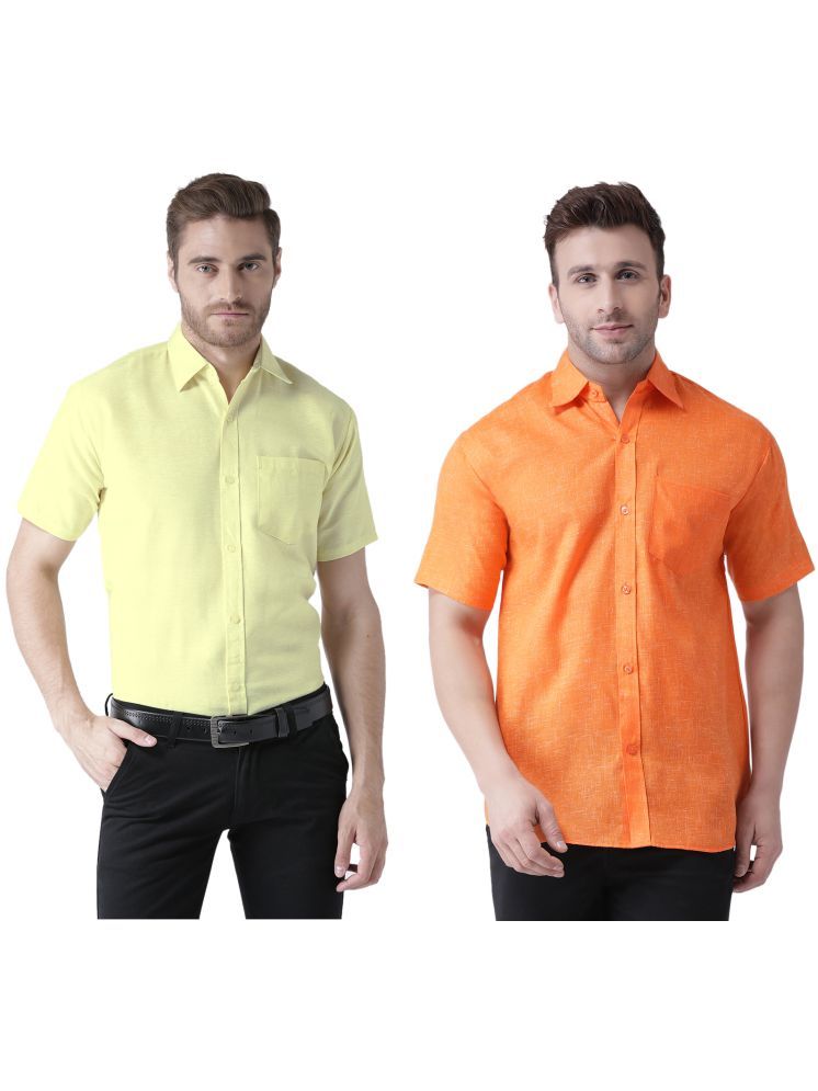     			KLOSET By RIAG Cotton Blend Regular Fit Solids Half Sleeves Men's Casual Shirt - Orange ( Pack of 2 )