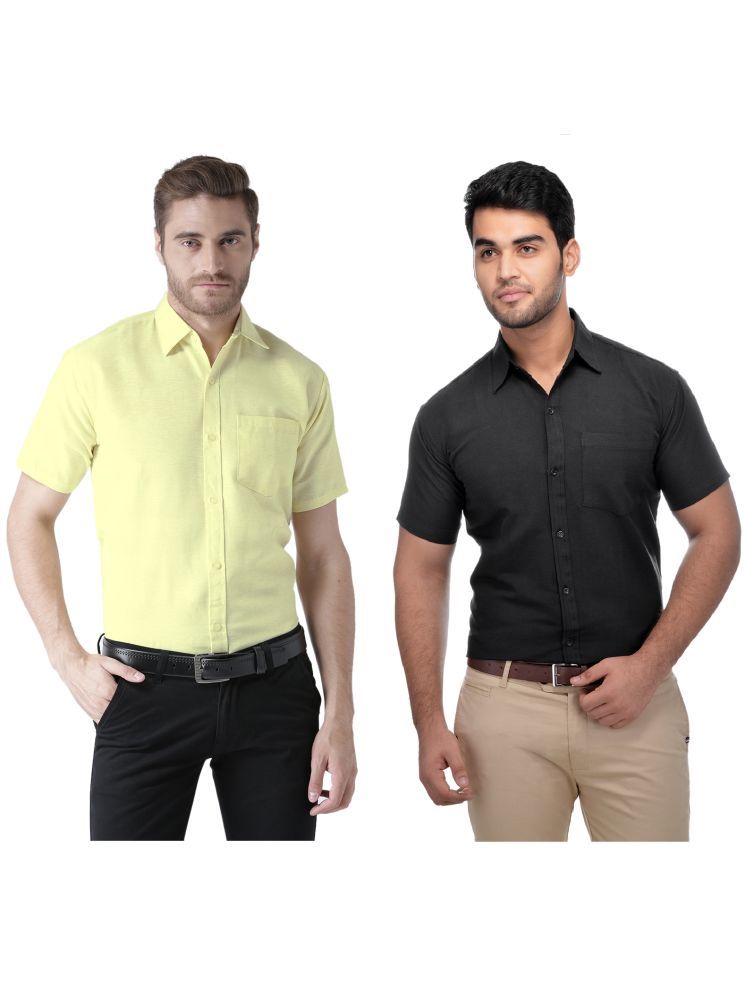     			KLOSET By RIAG Cotton Blend Regular Fit Solids Half Sleeves Men's Casual Shirt - Black ( Pack of 2 )