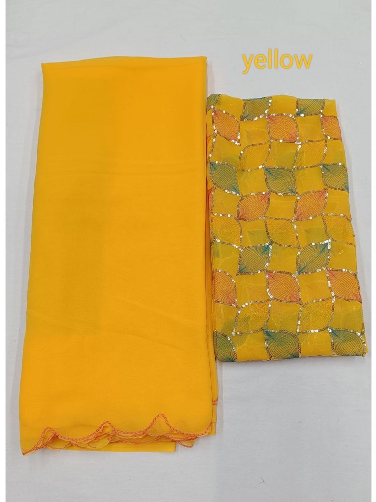     			Kalpana Creation Georgette Solid Saree With Blouse Piece - Multicolor ( Pack of 1 )