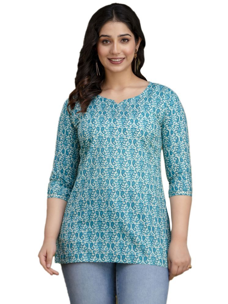     			Nevisha Style Blue Cotton Women's Regular Top ( Pack of 1 )