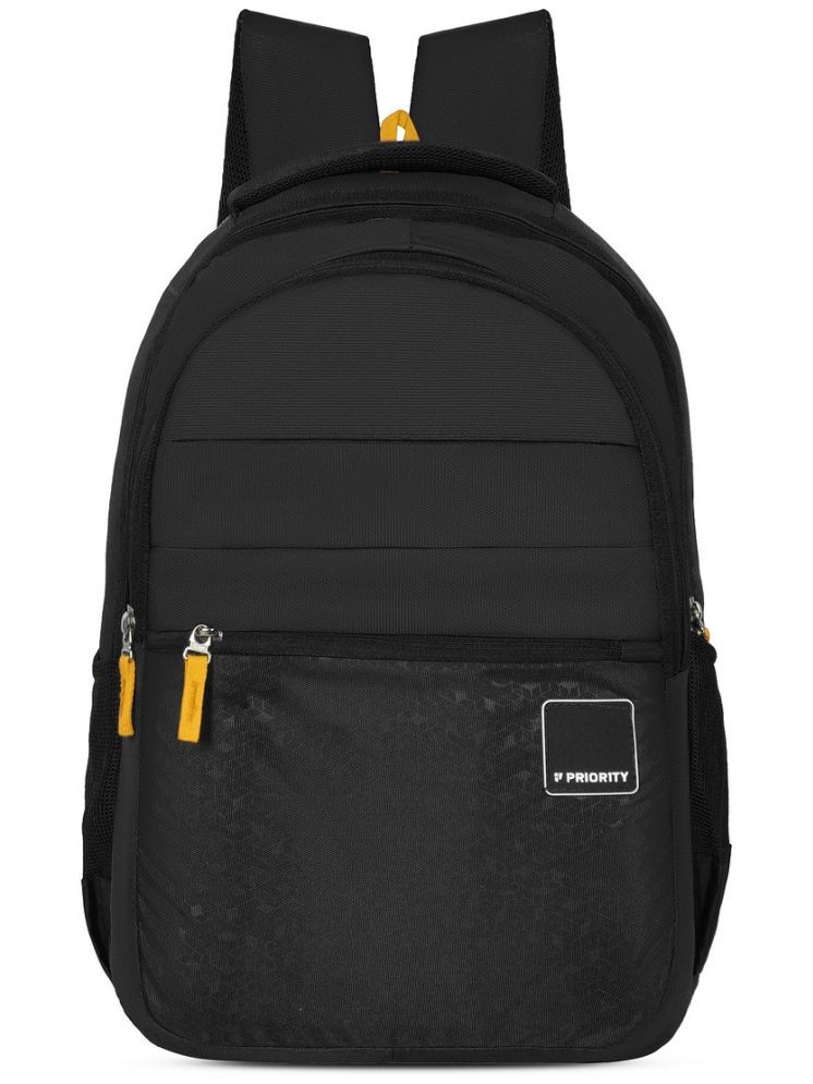     			Priority Black PU Backpack With Raincover ( 38 Ltrs )