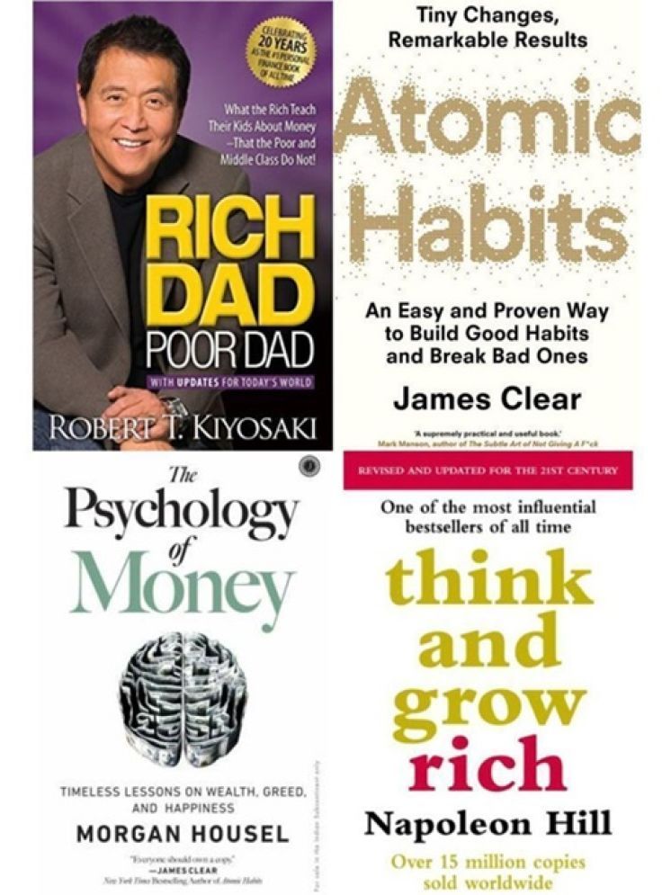     			Rich Dad Poor Dad+The Psychology of Money +Atomic Habits+ Think and Grow Rich) (English,Paperback)