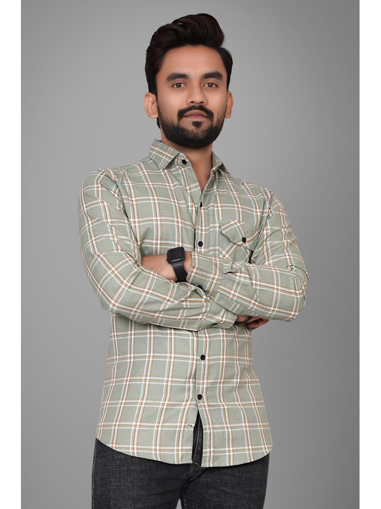     			SUR-T Cotton Blend Regular Fit Checks Full Sleeves Men's Casual Shirt - Green ( Pack of 1 )