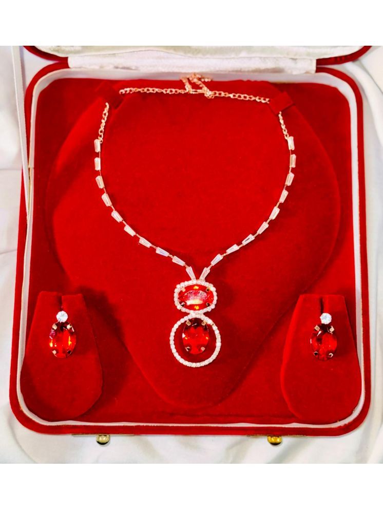     			Unicorn Red Metal Necklace Set ( Pack of 1 )