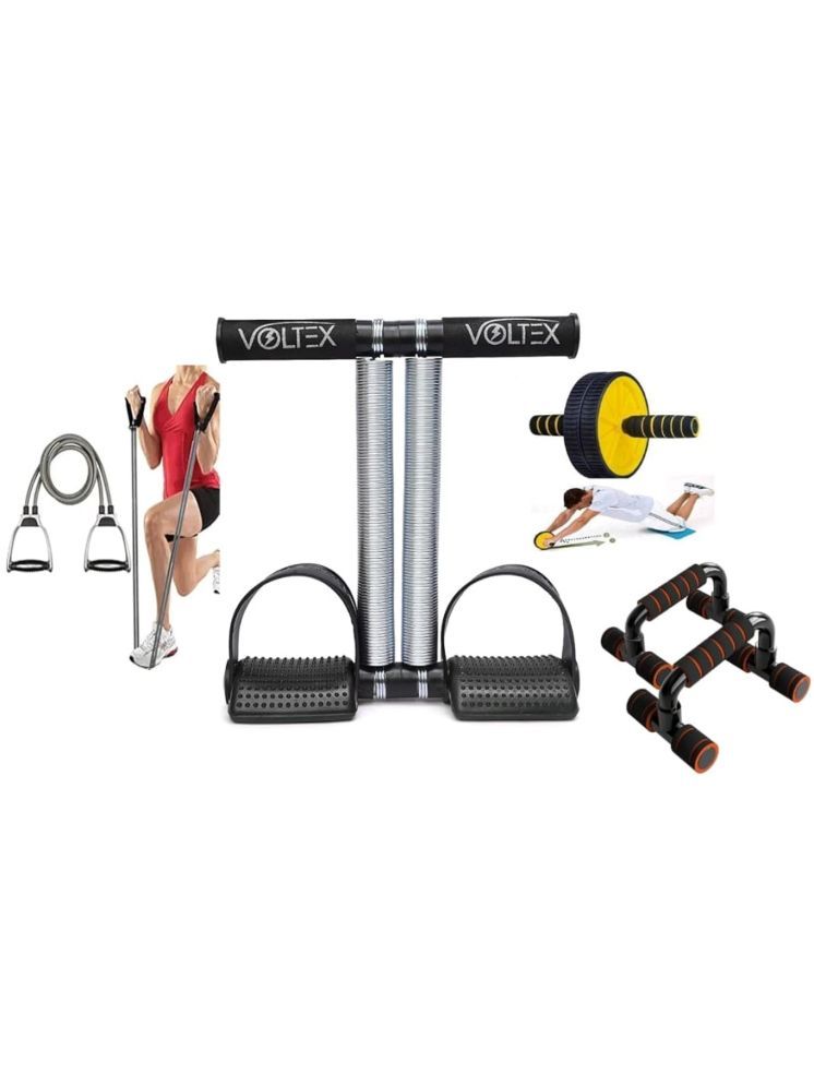     			VOLTEX  Double Spring Tummy Trimmer, Double Wheel Ab Roller, Push up Bar and Double Toning Resistance Tube Home Gym Exercise