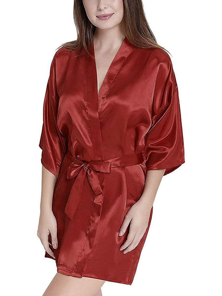     			ZYPRENT Maroon Satin Women's Nightwear Robes ( Pack of 1 )