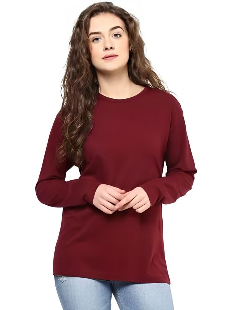     			curvy comfort Maroon Cotton Blend Regular Fit Women's T-Shirt ( Pack of 1 )