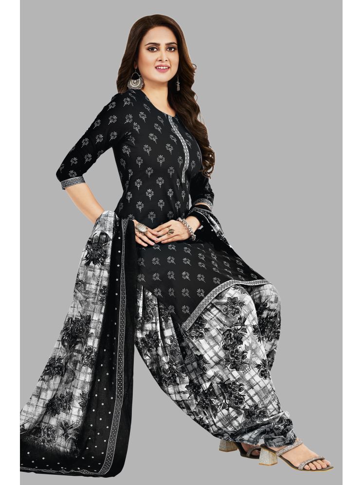     			shree jeenmata collection Unstitched Cotton Printed Dress Material - Black ( Pack of 1 )