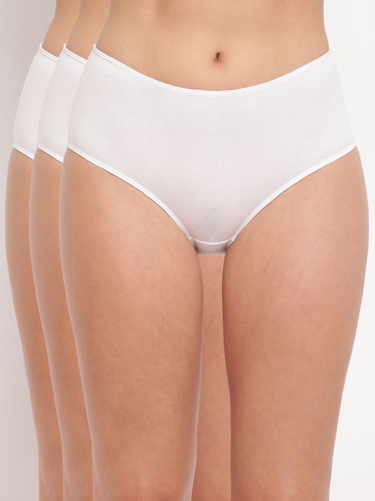     			BASIICS By La Intimo Pack of 3 Cotton Lycra Solid Women's Hipster ( White )