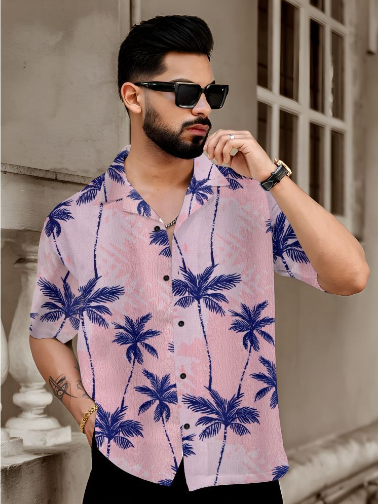     			Bombay Begum Poly Cotton Regular Fit Printed 3/4th Sleeves Men's Casual Shirt - Pink ( Pack of 1 )