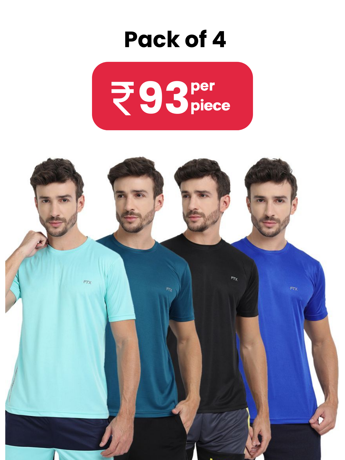     			FTX Pack of 4 Polyester Regular Fit Men's T-Shirt ( Multicolor10 )