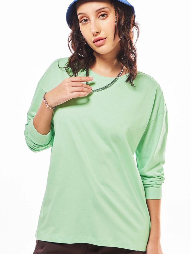     			PLUS PARADISE Mint Green Cotton Blend Regular Fit Women's T-Shirt ( Pack of 1 )