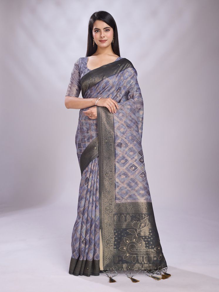     			Rekha Maniyar Cotton Printed Saree With Blouse Piece - Purple ( Pack of 1 )