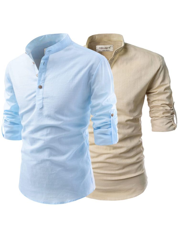     			UNI VIBE Ercu Cotton Blend Men's Shirt Style Kurta ( Pack of 2 )