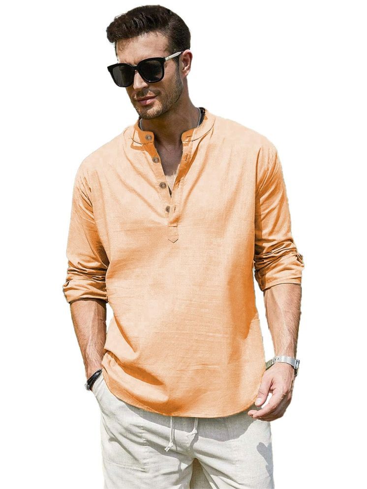     			UNI VIBE Orange Cotton Men's Shirt Style Kurta ( Pack of 1 )