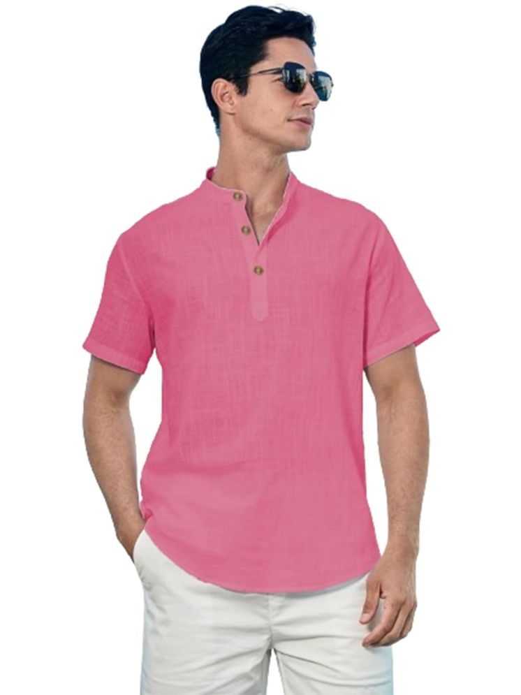     			UNI VIBE Pink Cotton Men's Shirt Style Kurta ( Pack of 1 )