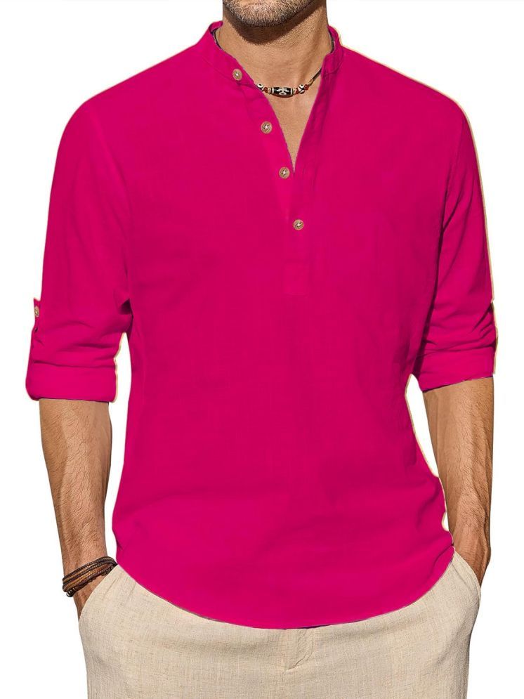     			UNI VIBE Pink Cotton Men's Shirt Style Kurta ( Pack of 1 )