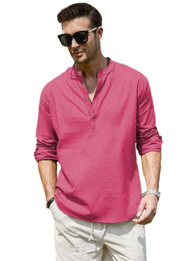     			UNI VIBE Pink Cotton Men's Shirt Style Kurta ( Pack of 1 )