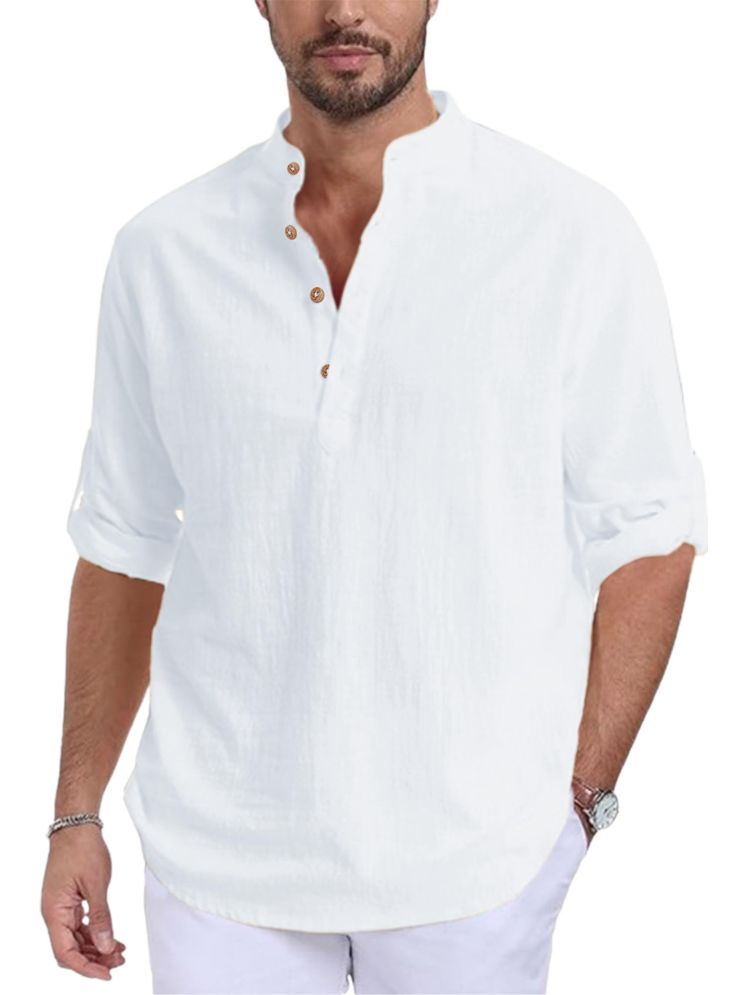     			UNI VIBE White Cotton Men's Shirt Style Kurta ( Pack of 1 )