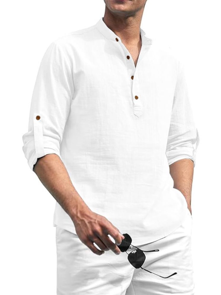     			ViraVesh White Cotton Men's Regular Kurta ( Pack of 1 )