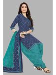 shree jeenmata collection Unstitched Cotton Printed Dress Material - Blue ( Pack of 1 )