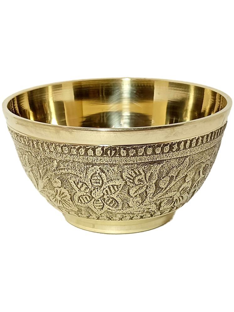     			A & H ENTERPRISES Hand Made Medium Floral Katori Brass Cereal Bowl 9 cm ( Set of 1 ) Brass