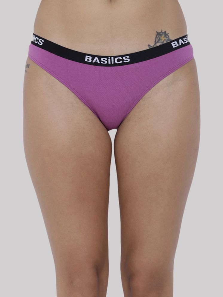     			BASIICS By La Intimo Pack of 1 Cotton Lycra Solid Women's Bikini ( Purple )