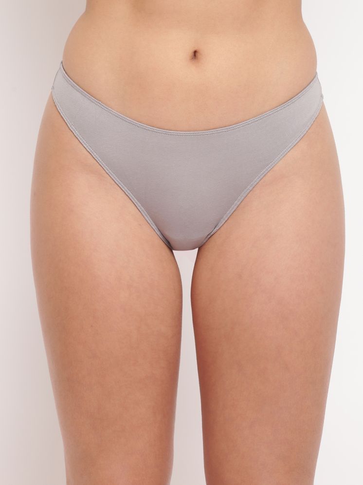     			BASIICS By La Intimo Pack of 1 Cotton Lycra Solid Women's Thongs ( Grey )