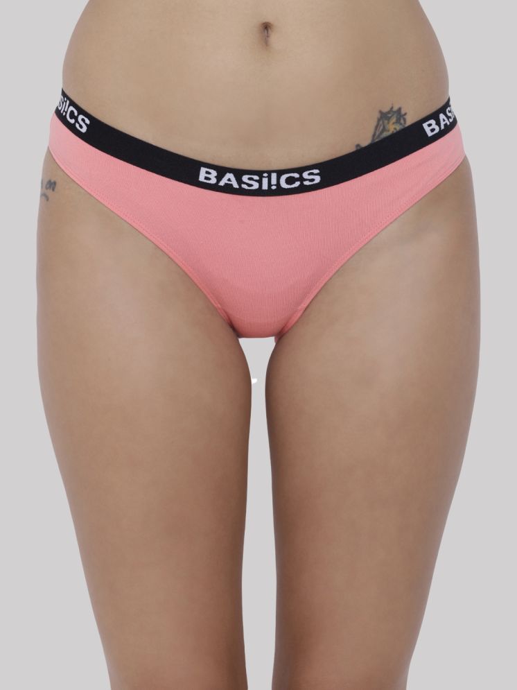     			BASIICS By La Intimo Pack of 1 Cotton Lycra Solid Women's Bikini ( Coral )