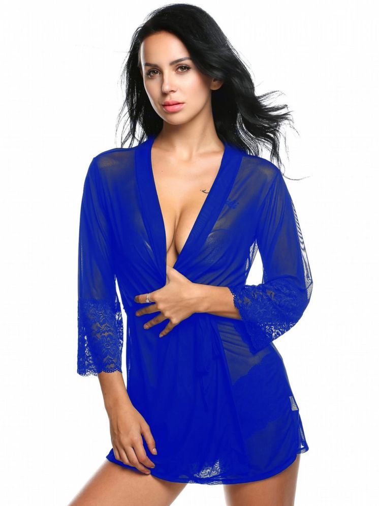     			Celosia Blue Net Women's Nightwear Robes ( Pack of 1 )