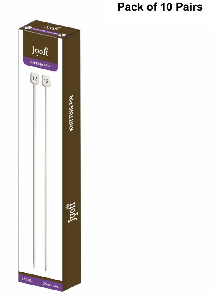     			Jyoti Knitting Pin - Aluminium (10 Pairs of Flat Knob of 10 Inches / 25cm of Size 12), Crafting Weaving Pins, Round Blunt Yarn Needles, Used for Sweaters, Scarves, and Woolen Fabrics - Pack of 10 Pairs