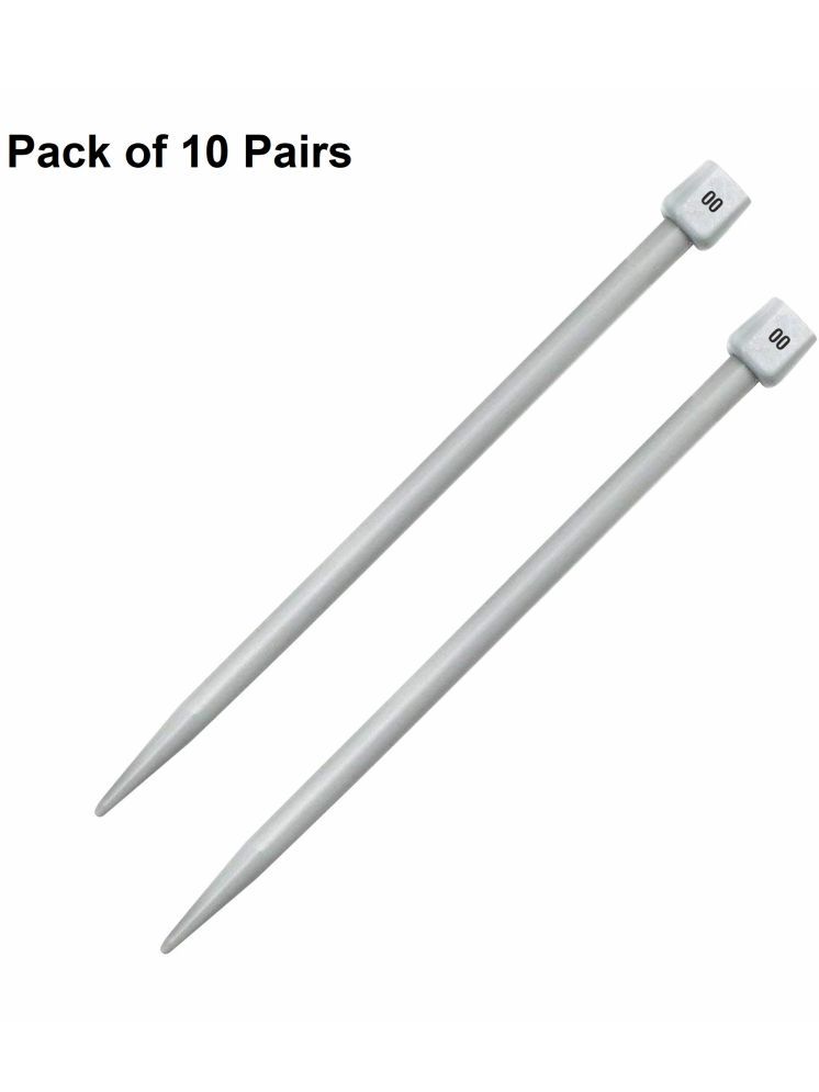     			Jyoti Knitting Pin - Plastic (10 Pairs of Flat Knob of 12 Inches / 30cm of Size 00), Crafting Weaving Pins, Round Blunt Yarn Needles, Used for Sweaters, Scarves, and Woolen Fabrics - Pack of 10 Pairs