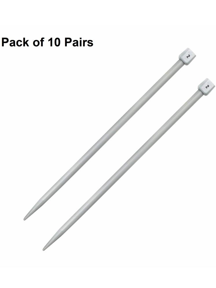     			Jyoti Knitting Pin - Plastic (10 Pairs of Flat Knob of 14 Inches / 35cm of Size 2), Crafting Weaving Pins, Round Blunt Yarn Needles, Used for Sweaters, Scarves, and Woolen Fabrics - Pack of 10 Pairs