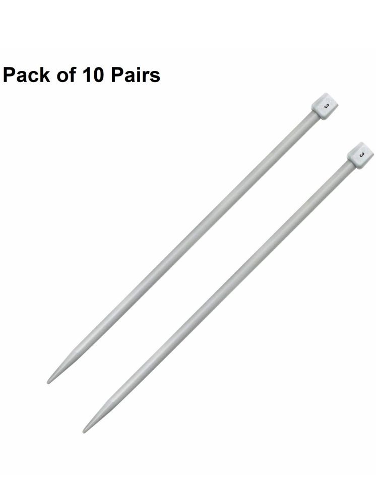     			Jyoti Knitting Pin - Plastic (10 Pairs of Flat Knob of 12 Inches / 30cm of Size 3), Crafting Weaving Pins, Round Blunt Yarn Needles, Used for Sweaters, Scarves, and Woolen Fabrics - Pack of 10 Pairs