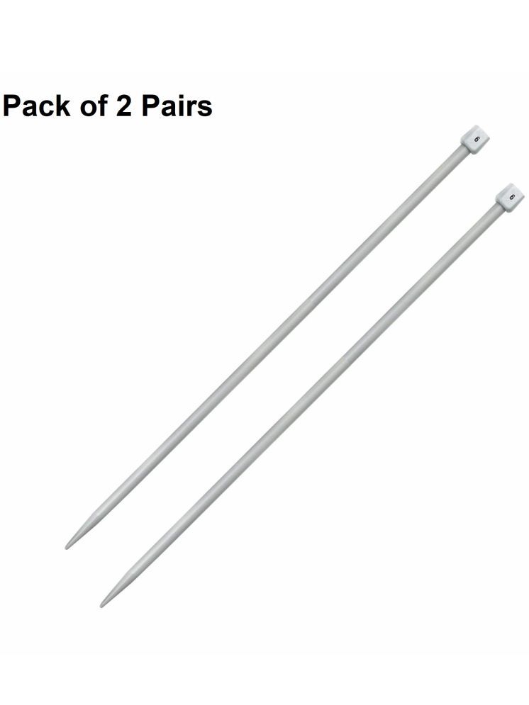     			Jyoti Knitting Pin - Plastic (2 Pairs of Flat Knob of 12 Inches / 30cm of Size 6), Crafting Knitting Weaving Pins, Round Blunt Yarn Needles, Used for Sweaters, Scarves, and Woolen Fabrics - Pack of 2 Pairs