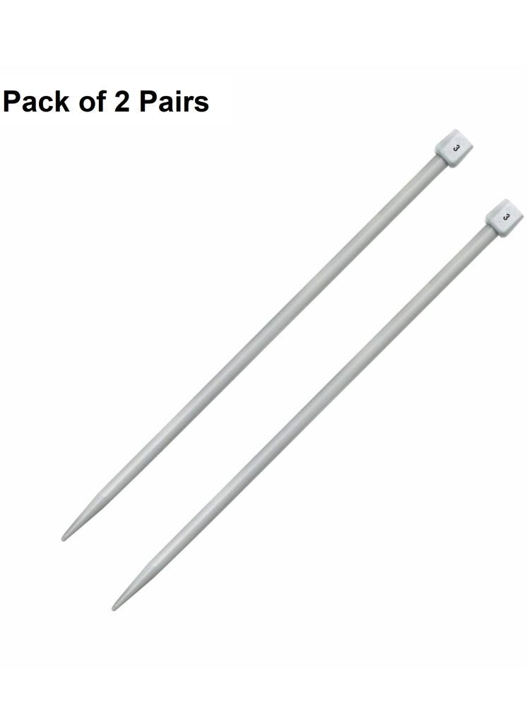     			Jyoti Knitting Pin - Plastic (2 Pairs of Flat Knob of 12 Inches / 30cm of Size 3), Crafting Knitting Weaving Pins, Round Blunt Yarn Needles, Used for Sweaters, Scarves, and Woolen Fabrics - Pack of 2 Pairs