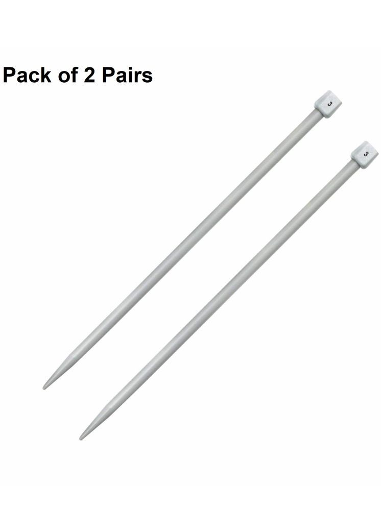     			Jyoti Knitting Pin - Plastic (2 Pairs of Flat Knob of 14 Inches / 35cm of Size 3), Crafting Knitting Weaving Pins, Round Blunt Yarn Needles, Used for Sweaters, Scarves, and Woolen Fabrics - Pack of 2 Pairs