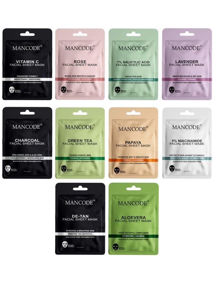     			Mancode - Skin Hydrating Sheet Mask for All Skin Type ( Pack of 10 )